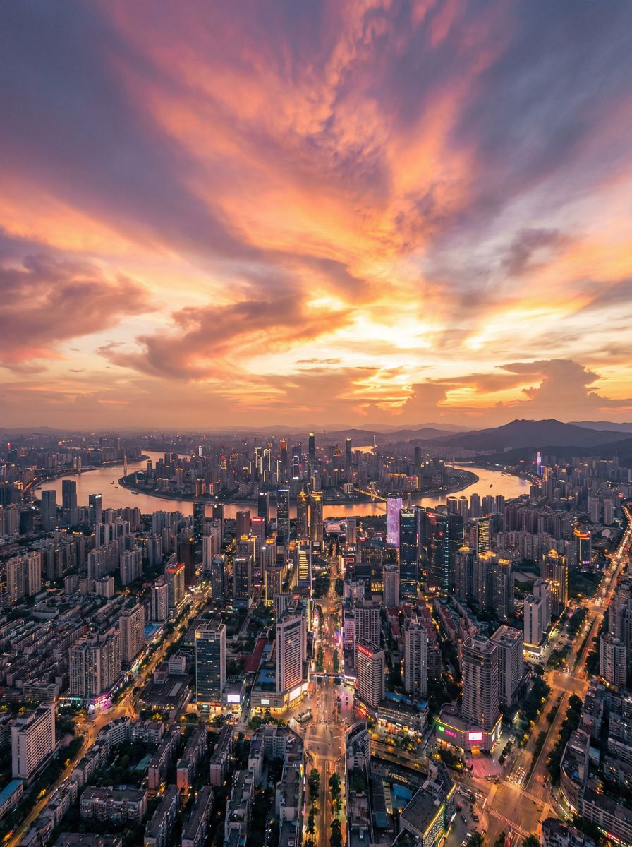 花色堂航拍城市风光视频